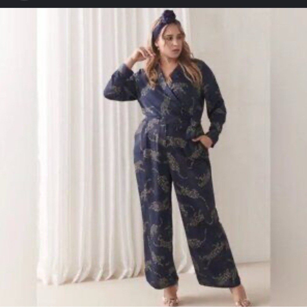 Navy Blue Printed Jumpsuit size 16